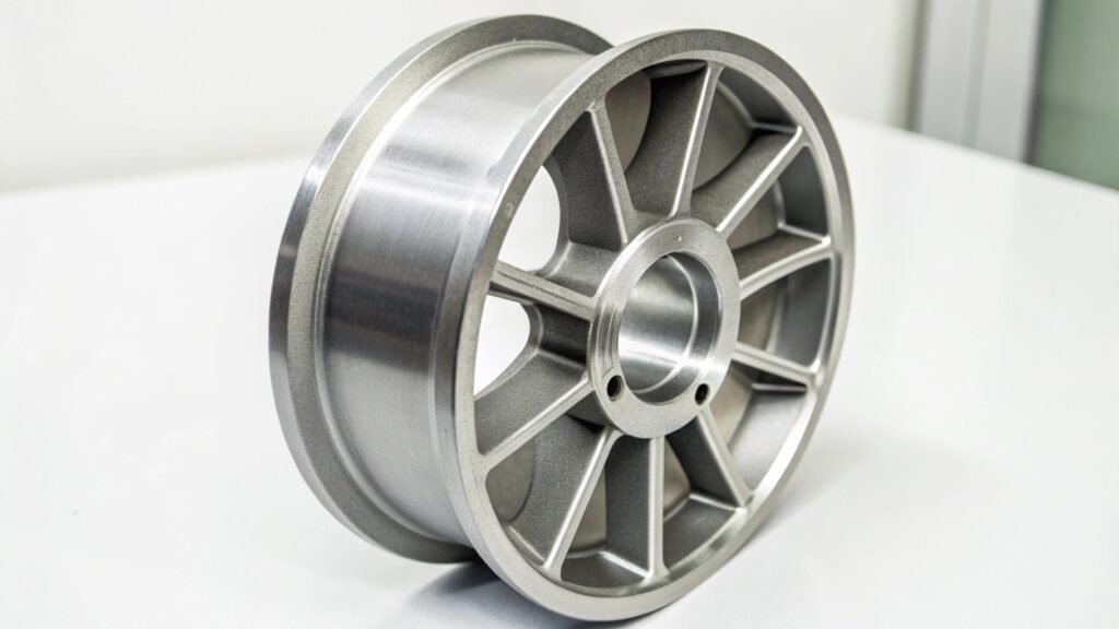 Two simple bars of the same size on a scale, showing they weigh the same. One is labeled 6061, the other 7075.